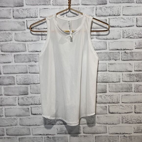 Lululemon Muscle Tank Top Womens 4 High Neck Semi Sheer White Reflective - Picture 1 of 6